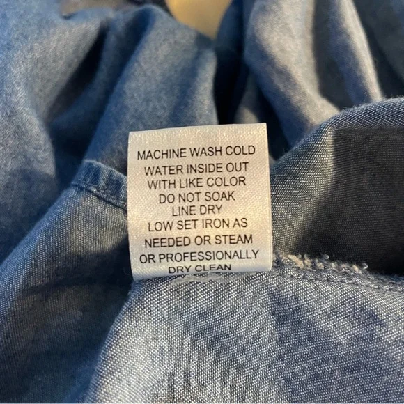 #0246 Hester & Orchard Denim Blue Ruffled Relaxed Blouse w/ Tassels-S - Picture 8 of 8